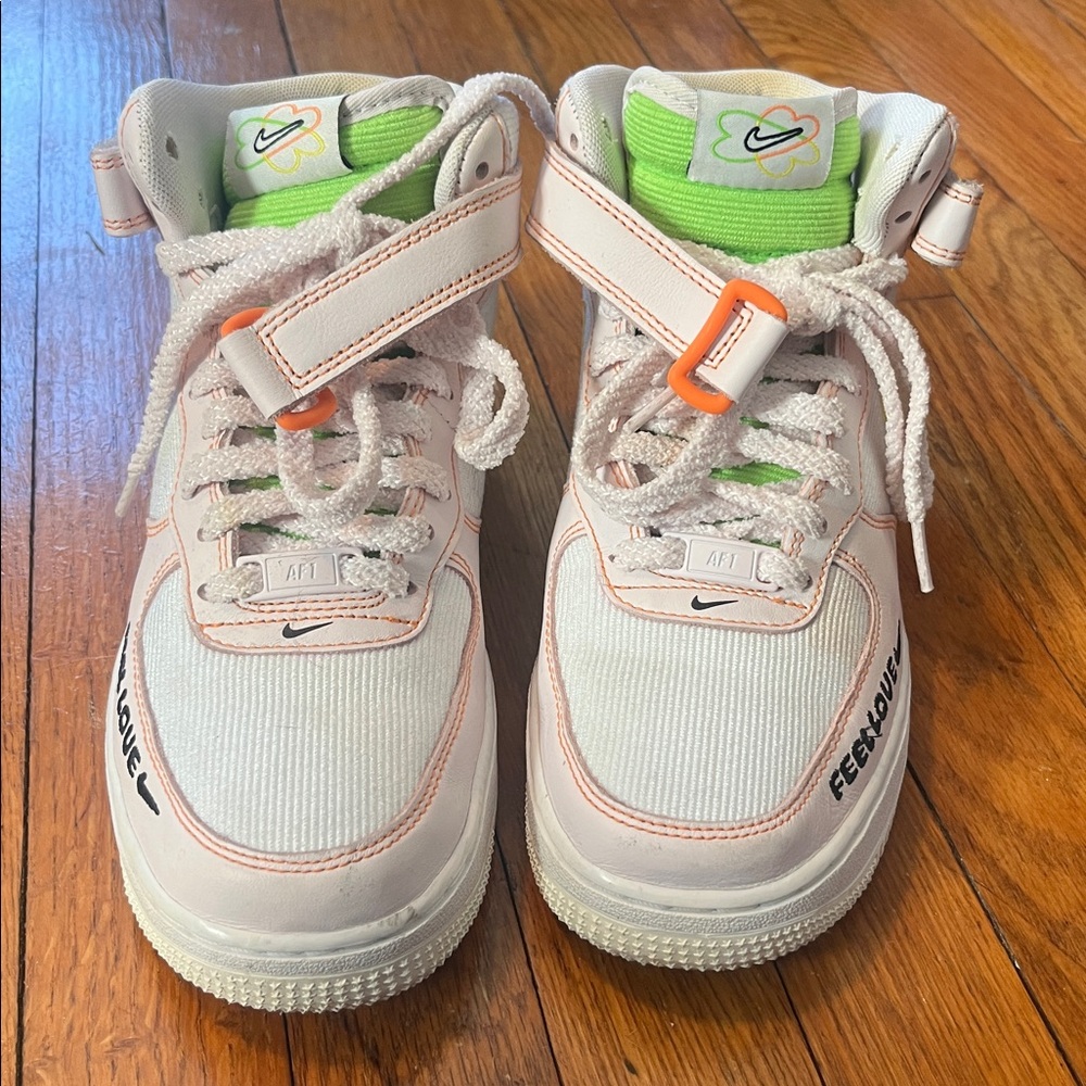 Nike Women's Mid-Top Sneakers “Feel Love” in White, light pink, and Yellow - Picture 4 of 6